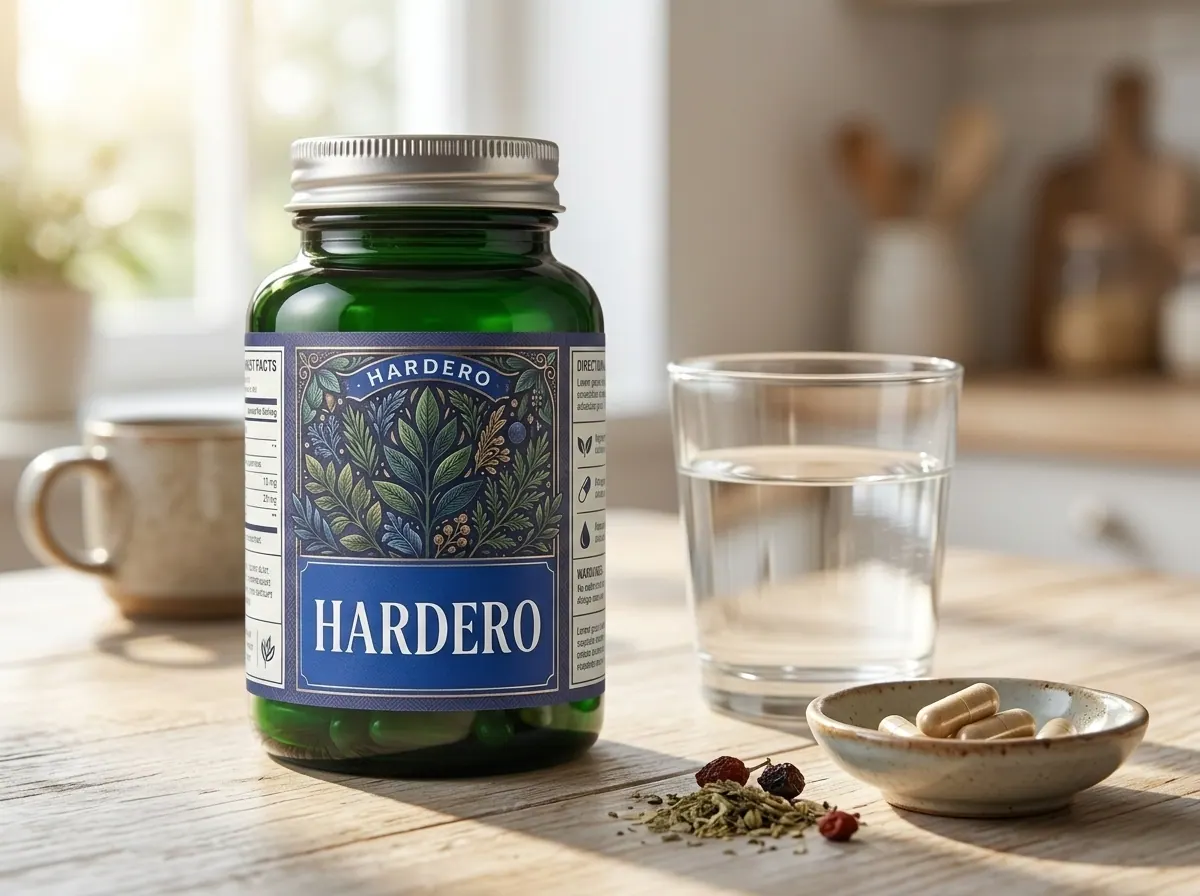 Hardero supplement bottle with saw palmetto and pumpkin seeds - men's pelvic wellness capsules Australia